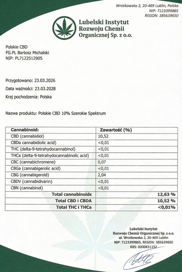 Kropla CBD 10% Premium Aktualny Certyfikat image